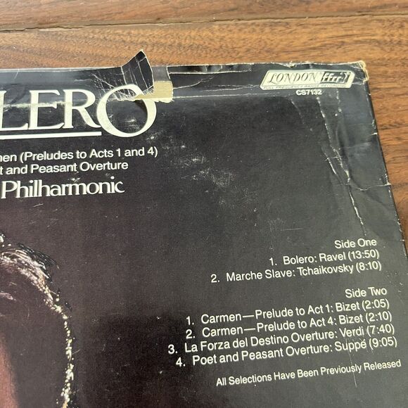 Mehta Bolero Sensational Orchestral Showpieces Vinyl LP 1972 London CS 7132 - Picture 8 of 8